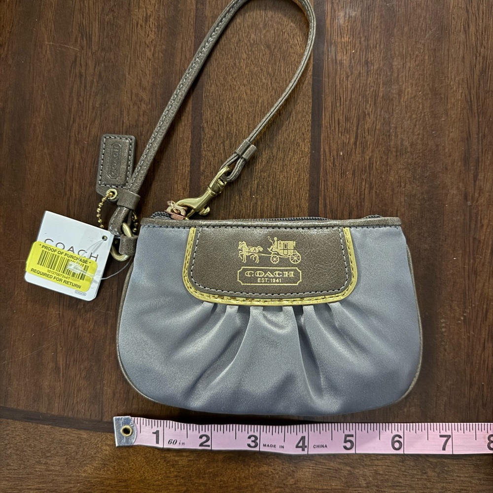 Coach Silver and Brown Wristlet